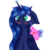 Size: 1067x1080 | Tagged: safe, artist:rurihal, princess luna, alicorn, pony, g4, blushing, ethereal mane, female, glowing horn, holiday, horn, magic, mail, mare, simple background, solo, starry mane, telekinesis, tongue out, valentine's day, white background