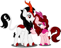 Size: 1920x1511 | Tagged: safe, artist:vector-brony, oc, oc only, oc:hot rod, oc:tilly, kirin, cloven hooves, commission, female, kirin oc, kirin-ified, male, simple background, species swap, transparent background, vector