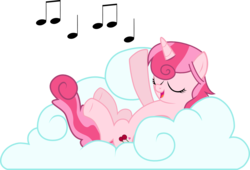 Size: 1172x796 | Tagged: safe, artist:chipmagnum, oc, oc only, oc:cherry dream, alicorn, pony, g4, cloud, female, mare, music notes, simple background, solo, transparent background, vector
