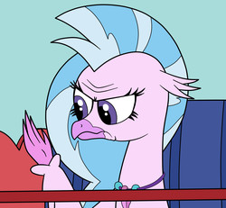 Size: 1909x1765 | Tagged: safe, artist:eagc7, silverstream, classical hippogriff, hippogriff, g4, angry, dissapoint, female, frown, hand, hearts and hooves day, male, meme, nickelodeon, parody, patrick star, silverstream is not amused, solo, spongebob squarepants, this will not end well, unamused, valentine's day (spongebob episode)