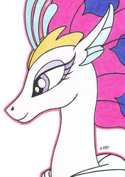 Size: 2417x3433 | Tagged: safe, artist:aracage, queen novo, seapony (g4), g4, my little pony: the movie, bust, female, high res, portrait, traditional art