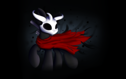 Size: 2000x1250 | Tagged: safe, artist:lunar froxy, oc, oc only, pony, cape, clothes, crossover, empty eyes, expressionless face, hollow knight, looking back, male, particles, solo, tattered