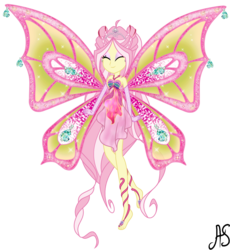 Size: 2241x2441 | Tagged: safe, artist:nsmah, artist:sparkling-sunset-s08, edit, fluttershy, fairy, human, equestria girls, g4, alternate hairstyle, barefoot, base used, clothes, crossover, crown, cute, dress, enchantix, fairy dust, fairy wings, fairyized, feet, female, flora (winx club), gloves, hairstyle, hasbro, hasbro studios, high res, humanized, jewelry, long gloves, long hair, pink wings, rainbow s.r.l, regalia, shyabetes, solo, sparkly wings, winged humanization, wings, winx, winx club, winxified