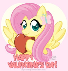 Size: 600x631 | Tagged: safe, artist:krystlekmy, fluttershy, pegasus, pony, g4, cute, cutie mark accessory, female, hair accessory, heart, holiday, mare, shyabetes, solo, valentine's day
