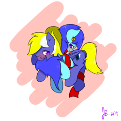 Size: 512x512 | Tagged: safe, artist:jerryenderby, artist:睿毛, oc, oc only, oc:enderby, oc:peppermint candy, pony, flat colors, gender neutral, genderless, hearts and hooves day, low res image, shipping