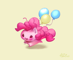Size: 1378x1146 | Tagged: safe, artist:holivi, pinkie pie, earth pony, pony, g4, balloon, blushing, chibi, cute, diapinkes, female, mare, smiling, solo