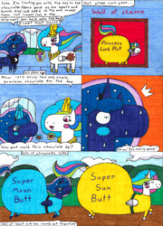 Size: 3055x4249 | Tagged: safe, artist:eternaljonathan, princess celestia, princess luna, alicorn, pony, g4, butt, castle of the royal pony sisters, chocolate, chubbylestia, comic, fat, food, heart, hearts and hooves day, huge butt, impossibly large butt, ink, key, large butt, moonbutt, plot, princess moonpig, royal sisters, sunbutt, traditional art