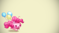 Size: 1920x1080 | Tagged: safe, alternate version, artist:holivi, edit, editor:henry, pinkie pie, earth pony, pony, g4, balloon, blushing, chibi, cute, diapinkes, female, mare, smiling, solo, wallpaper, wallpaper edit