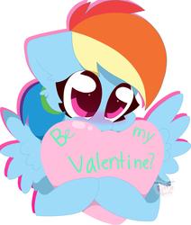 Size: 2862x3375 | Tagged: safe, artist:kittyrosie, rainbow dash, pegasus, pony, g4, cute, dashabetes, female, heart, high res, holiday, mare, solo, valentine's day