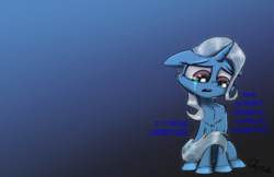 Size: 2000x1299 | Tagged: safe, artist:chopsticks, trixie, pony, unicorn, g4, chest fluff, crying, dialogue, female, floppy ears, gradient background, hoof fluff, lonely, mare, sad, sitting, solo, text, the sad and depressive trixie