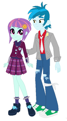 Size: 376x671 | Tagged: safe, artist:curtis-parish, sunny flare, thunderbass, equestria girls, g4, female, male, shipping, straight, thunderflare