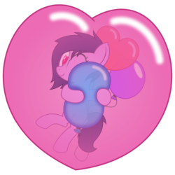 Size: 3000x3000 | Tagged: safe, artist:sny-por, oc, oc only, oc:jenny, earth pony, pony, balloon, bubble, female, heart eyes, high res, hug, one eye closed, simple background, solo, that pony sure does love balloons, transparent background, wingding eyes