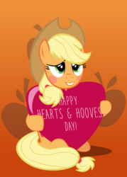 Size: 4587x6398 | Tagged: safe, artist:ace play, applejack, pony, g4, absurd resolution, blushing, female, heart, hearts and hooves day, solo, vector