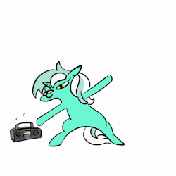 Size: 1080x1080 | Tagged: safe, artist:jargon scott, artist:tjpones, lyra heartstrings, pony, unicorn, g4, animated, bipedal, dancing, female, floppy ears, gif, lidded eyes, majestic as fuck, mare, music notes, music player, silly, silly pony, simple background, smiling, solo, wat, white background