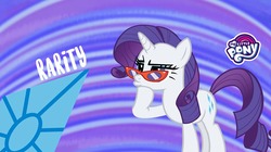 Size: 1920x1078 | Tagged: safe, rarity, pony, g4, official, glasses, my little pony logo, rarity month, solo
