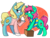 Size: 2047x1537 | Tagged: safe, artist:modularpon, artist:themodpony, oc, oc:minty split, oc:seafoam breeze, earth pony, pony, unicorn, ascot, blushing, box, clothes, female, mare, mother and daughter, scarf, shirt, smiling, socks, valentine's day card