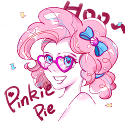 Size: 4093x4093 | Tagged: safe, artist:sain_an, pinkie pie, equestria girls, g4, absurd resolution, bow, female, glasses, solo