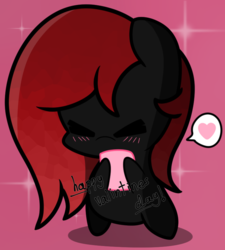 Size: 732x814 | Tagged: safe, artist:steamyart, oc, oc only, oc:ashlee, earth pony, pony, base used, blushing, heart, holiday, pictogram, present, red and black oc, solo, valentine's day