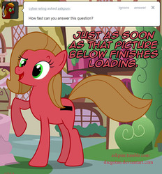Size: 742x800 | Tagged: safe, artist:diegotan, oc, oc only, oc:pun, earth pony, pony, ask pun, ask, female, fourth wall, mare, solo