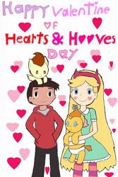Size: 2018x3025 | Tagged: safe, artist:pokeneo1234, pound cake, pumpkin cake, g4, crossover, hearts and hooves day, high res, holiday, marco diaz, star butterfly, star vs the forces of evil, valentine's day