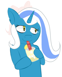 Size: 640x800 | Tagged: safe, artist:unknownbit, oc, oc only, oc:fleurbelle, alicorn, pony, adorabelle, alicorn oc, bow, cup, cute, drinking, female, glass, hair bow, happy, holding, holding a cup, juice, lemonade, long eyelashes, long hair, long mane, mare, ocbetes, ribbon, smiling, straw, sweat, sweet, yellow eyes