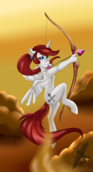 Size: 587x1080 | Tagged: safe, artist:crecious, oc, oc only, anthro, arrow, bow (weapon), bow and arrow, cupid, heart arrow, holiday, solo, valentine's day, weapon