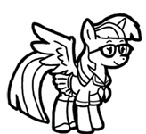 Size: 164x150 | Tagged: safe, artist:crazyperson, moondancer, alicorn, pony, fallout equestria, fallout equestria: commonwealth, g4, alicornified, black and white, fanfic art, female, glasses, grayscale, hooves, horn, mare, monochrome, moondancercorn, picture for breezies, race swap, simple background, solo, transparent background, wings