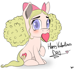 Size: 4000x3656 | Tagged: artist needed, source needed, safe, oc, oc only, pony, blushing, bow, female, filly, hair bow, heart, heart eyes, holiday, looking at you, solo, valentine, valentine's day, wingding eyes