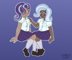 Size: 2400x2000 | Tagged: safe, artist:leslers, starlight glimmer, trixie, human, g4, dark skin, female, high res, humanized, lesbian, ship:startrix, shipping
