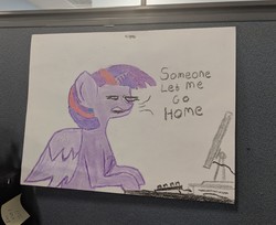 Size: 2806x2286 | Tagged: safe, artist:pinkamenace, derpibooru exclusive, twilight sparkle, alicorn, pony, g4, bored, computer, dialogue, female, high res, solo, traditional art, twilight sparkle (alicorn)