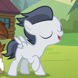 Size: 835x837 | Tagged: safe, screencap, rumble, pegasus, pony, g4, marks and recreation, colt, cropped, eyes closed, male, open mouth