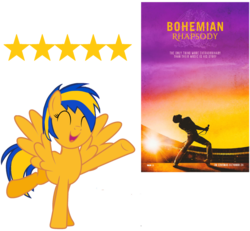 Size: 1152x1064 | Tagged: safe, artist:mlpfan3991, oc, oc:flare spark, human, g4, barely pony related, bohemian rhapsody, freddie mercury, movie poster, queen (band), rami malek, review