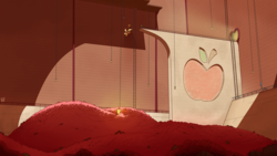 Size: 3840x2160 | Tagged: safe, artist:pirill, applejack, earth pony, pony, g4, apple, clothes, diving, ducktales, ducktales 2017, female, food, high res, money bin, newbie artist training grounds, solo, that pony sure does love apples, vault