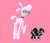Size: 700x600 | Tagged: safe, artist:machacapigeon, pom (tfh), dog, lamb, sheep, them's fightin' herds, bell, bell collar, cloven hooves, collar, community related, cute, female, no pupils, open mouth, pink background, puppy, simple background, solo, tongue out
