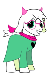 Size: 1700x2600 | Tagged: safe, artist:maxter-advance, goat, pony, spoiler:deltarune, clothes, cute, deltarune, fluffy boi, glasses, ponified, ralsei, scarf, spoilers for another series