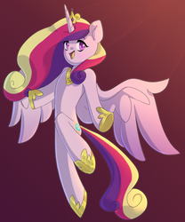 Size: 1280x1536 | Tagged: safe, artist:renka2802, artist:tigra0118, princess cadance, alicorn, semi-anthro, g4, anatomically incorrect, arm hooves, crown, cute, cutedance, female, flying, hoof shoes, incorrect leg anatomy, jewelry, mare, no nose, open mouth, regalia, solo, spread wings, wings