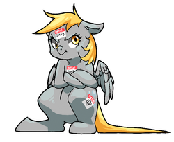 Size: 704x576 | Tagged: safe, artist:idrawweeklypony, derpy hooves, ditzy doo, pegasus, pony, angry, crossed hooves, cute, cutie mark, female, grumpy, madorable, mare, name tag, simple background, solo, sticker, that one nameless background pony we all know and love, white background, wings