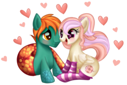 Size: 1024x690 | Tagged: safe, artist:xbeautifuldreamerx, oc, oc only, merpony, pegasus, pony, clothes, female, male, mare, simple background, socks, straight, striped socks, transparent background