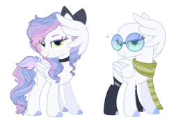 Size: 3459x2478 | Tagged: safe, artist:jewelmusic, oc, oc only, oc:opal song, pegasus, pony, bald, base used, bow, choker, clothes, female, glasses, hair bow, high res, mare, scarf, simple background, solo, transparent background