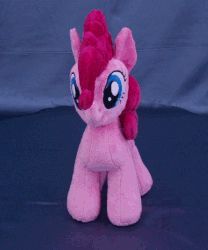 Size: 555x666 | Tagged: safe, artist:adamar44, pinkie pie, earth pony, pony, g4, animated, gif, irl, perfect loop, photo, plushie, rotating, stop motion, turnaround