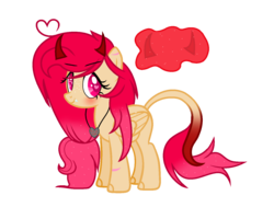 Size: 1505x1139 | Tagged: safe, artist:rachelclaraart, oc, oc only, oc:precious devil, pegasus, pony, female, heart eyes, horns, mare, simple background, solo, transparent background, wingding eyes