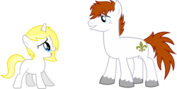 Size: 11254x5660 | Tagged: safe, artist:redpandapony, oc, oc only, oc:cayenne, oc:fleur, earth pony, pony, unicorn, absurd resolution, female, filly, male, simple background, stallion, transparent background, vector