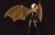 Size: 2800x1800 | Tagged: safe, artist:cherrymocaccino, artist:zuko42, oc, oc only, oc:cherry mocaccino, bat, bat deer, human, vampire, armpits, boots, clothes, dress, eyeshadow, female, flower, freckles, gloves, goth, humanized, humanized oc, makeup, rose, shoes, wings