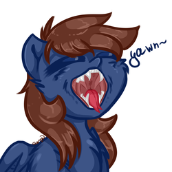 Size: 3000x3000 | Tagged: safe, artist:cherry, oc, oc only, oc:warly, bat pony, pony, bat pony oc, fangs, fetish, high res, male, maw, mawshot, open mouth, solo, stallion, tongue out, yawn