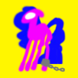 Size: 1200x1200 | Tagged: safe, artist:devi, oc, oc only, oc:cats milly, earth pony, pony, 3 (album), album cover, chains, cuffs, eyestrain warning, lineless, mom (band), needs more blur, needs more saturation, solo, standing