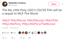 Size: 596x379 | Tagged: safe, meta, my little pony: the movie 2, rumor, text, twitter