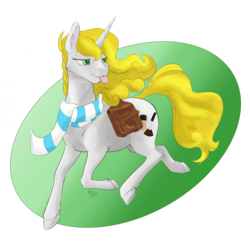 Size: 2880x2880 | Tagged: safe, artist:firimil, oc, oc only, pony, unicorn, :p, clothes, colored hooves, high res, saddle bag, scarf, signature, simple background, tongue out, transparent background