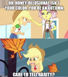 Size: 500x562 | Tagged: safe, screencap, applejack, vignette valencia, equestria girls, equestria girls series, g4, rollercoaster of friendship, street chic, spoiler:eqg series (season 2), caption, chattering teeth, cold, female, freezing, image macro, imgflip, shivering, text