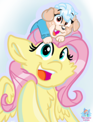 Size: 937x1224 | Tagged: safe, artist:rainbow eevee, fluttershy, dog, g4, cute, disney, disney junior, keia, looking at you, open mouth, puppy, puppy dog pals, smiling