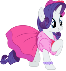 Size: 3000x3231 | Tagged: safe, artist:eagle1division, rarity, pony, unicorn, g4, no second prances, bracelet, clothes, cute, dress, female, flower, flower in hair, high res, jewelry, mare, necklace, raised hoof, raised leg, raribetes, rose, simple background, smiling, solo, transparent background, vector